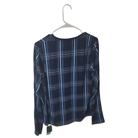 Inphorm Blue Plaid Long Sleeve Crew Neck Top XL NWT Women’s Golf Activewear - Picture 2 of 3